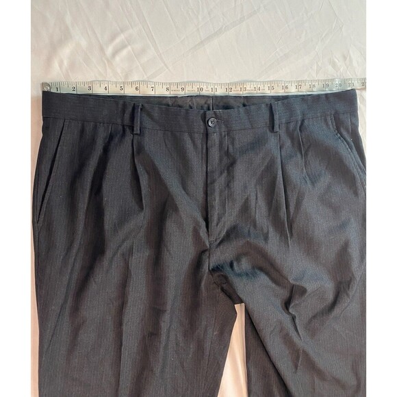 Colours By Alexander Julian Mens Dress Pants Size 42x32 Black Pin Stripe Cuffed - Picture 5 of 9